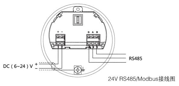 雙纜導(dǎo)波雷達物位計24VRS485/Modbus接線圖